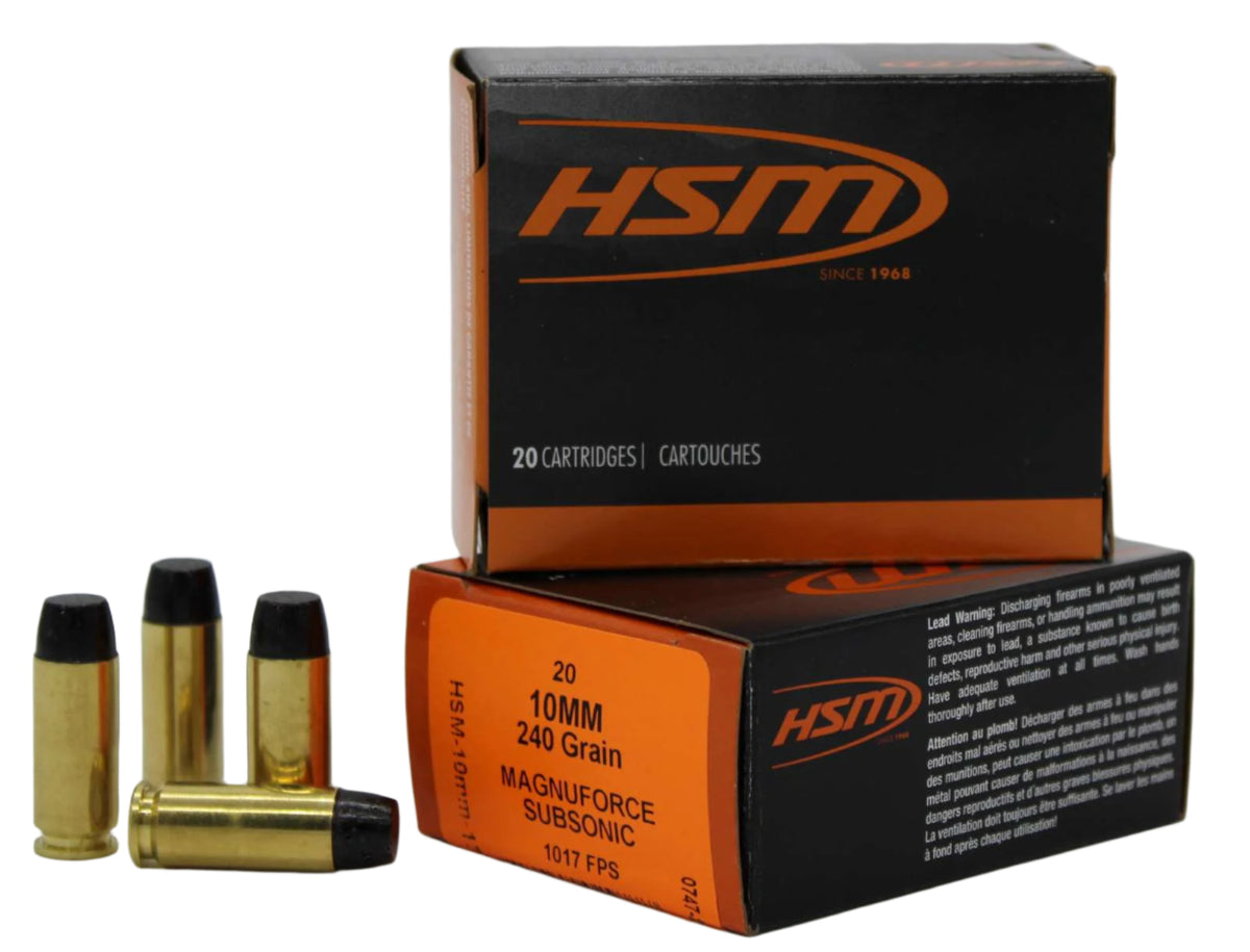 HSM SUBSONIC 10MM 240GR HARD CAST LEAD FN 20RD