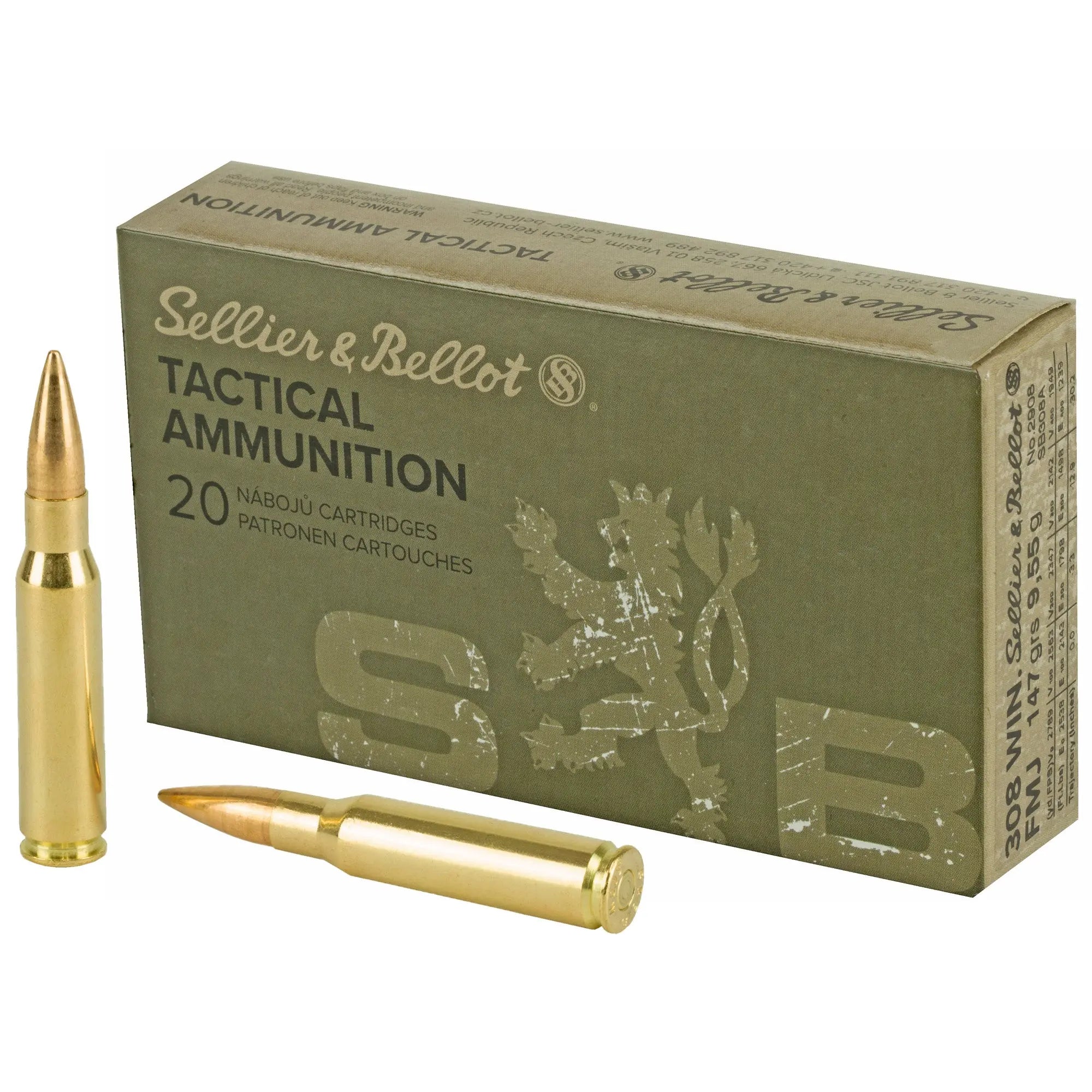 S&B 308WIN 147GR FMJ 20/500 - American Ordnance