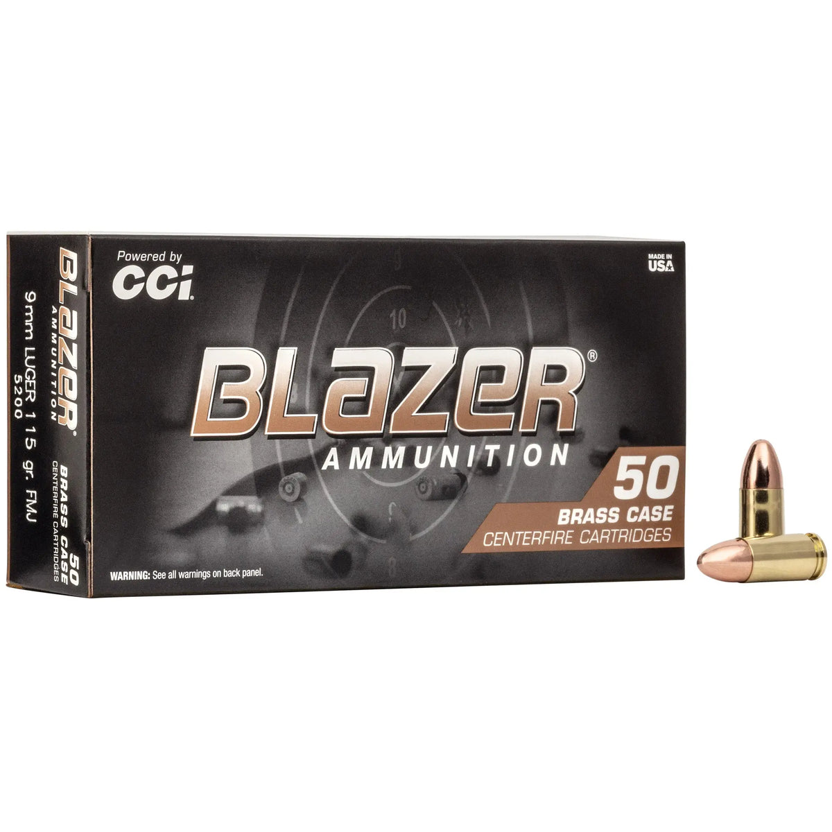 BLAZER BRASS 9MM 115GR FMJ 50/1000 - American Ordnance