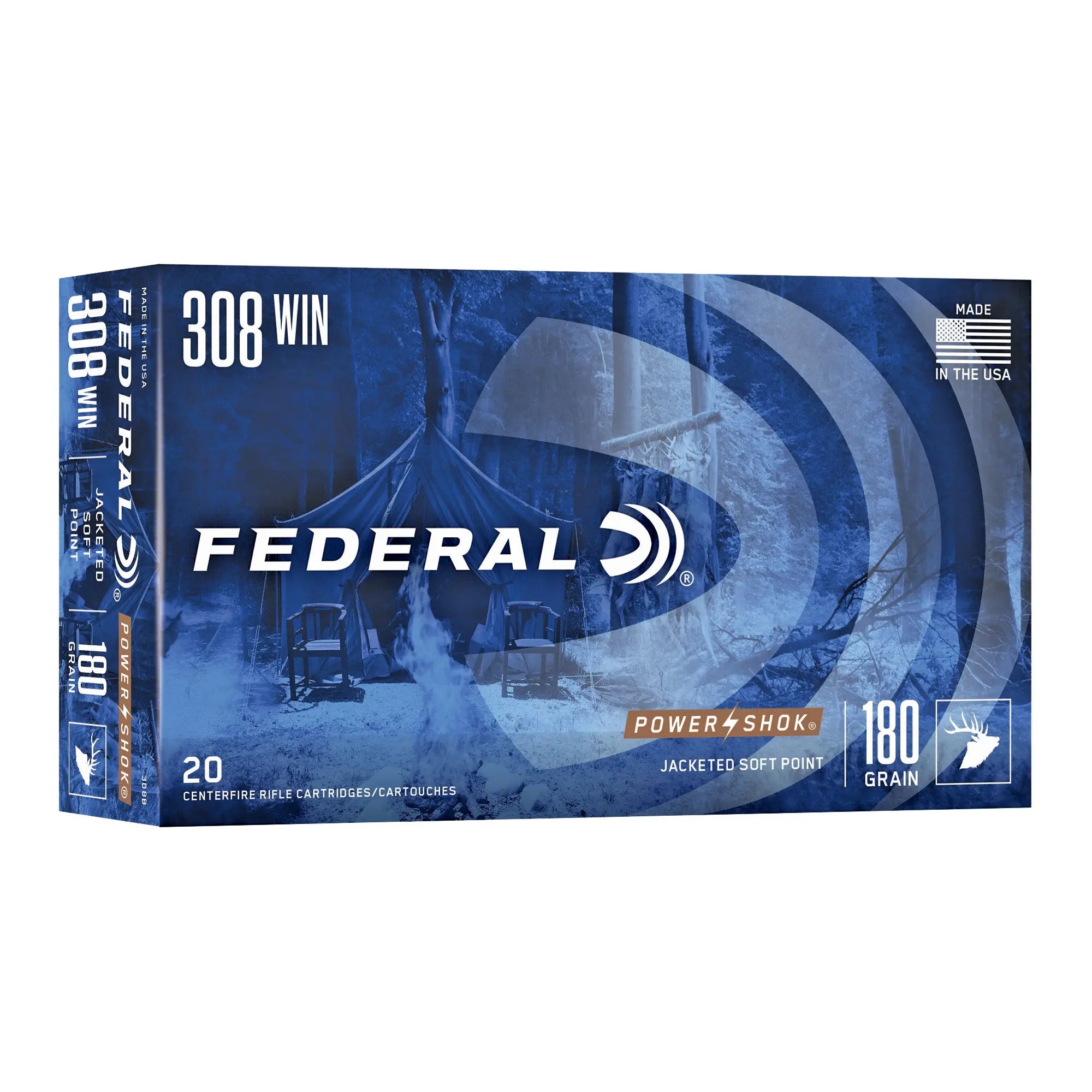 FED PWRSHK 308WN 180GR SP 20/200 - American Ordnance