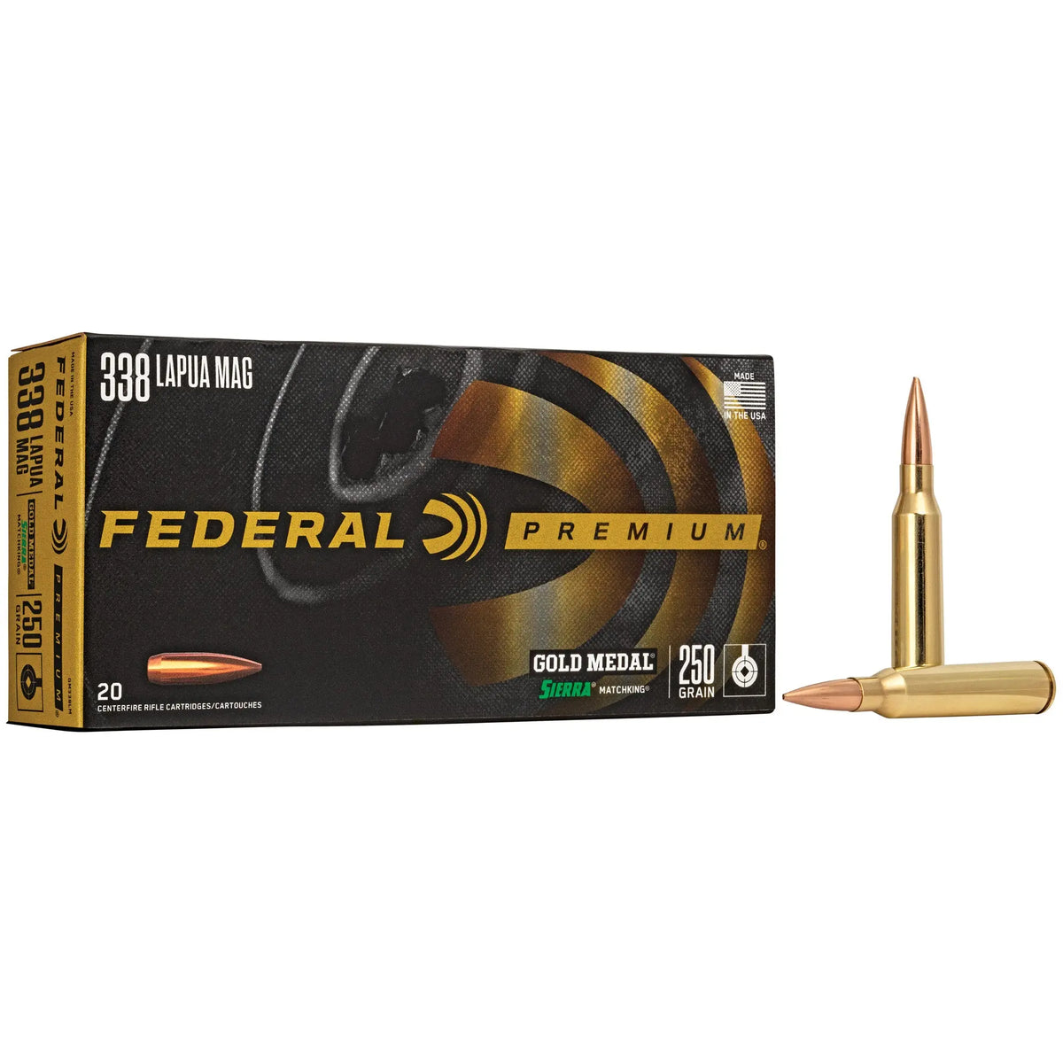 FED GOLD MDL 338LAP 250GR BTHP 20/ - American Ordnance