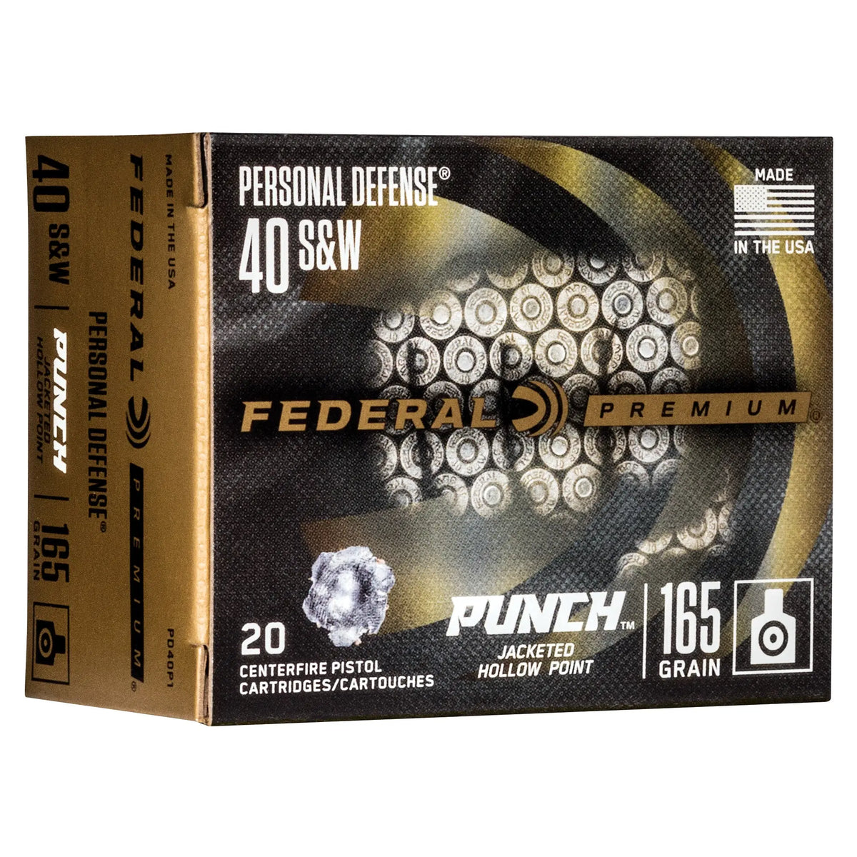 FED PUNCH 40 S&amp;W 165GR JHP 20/200 - American Ordnance