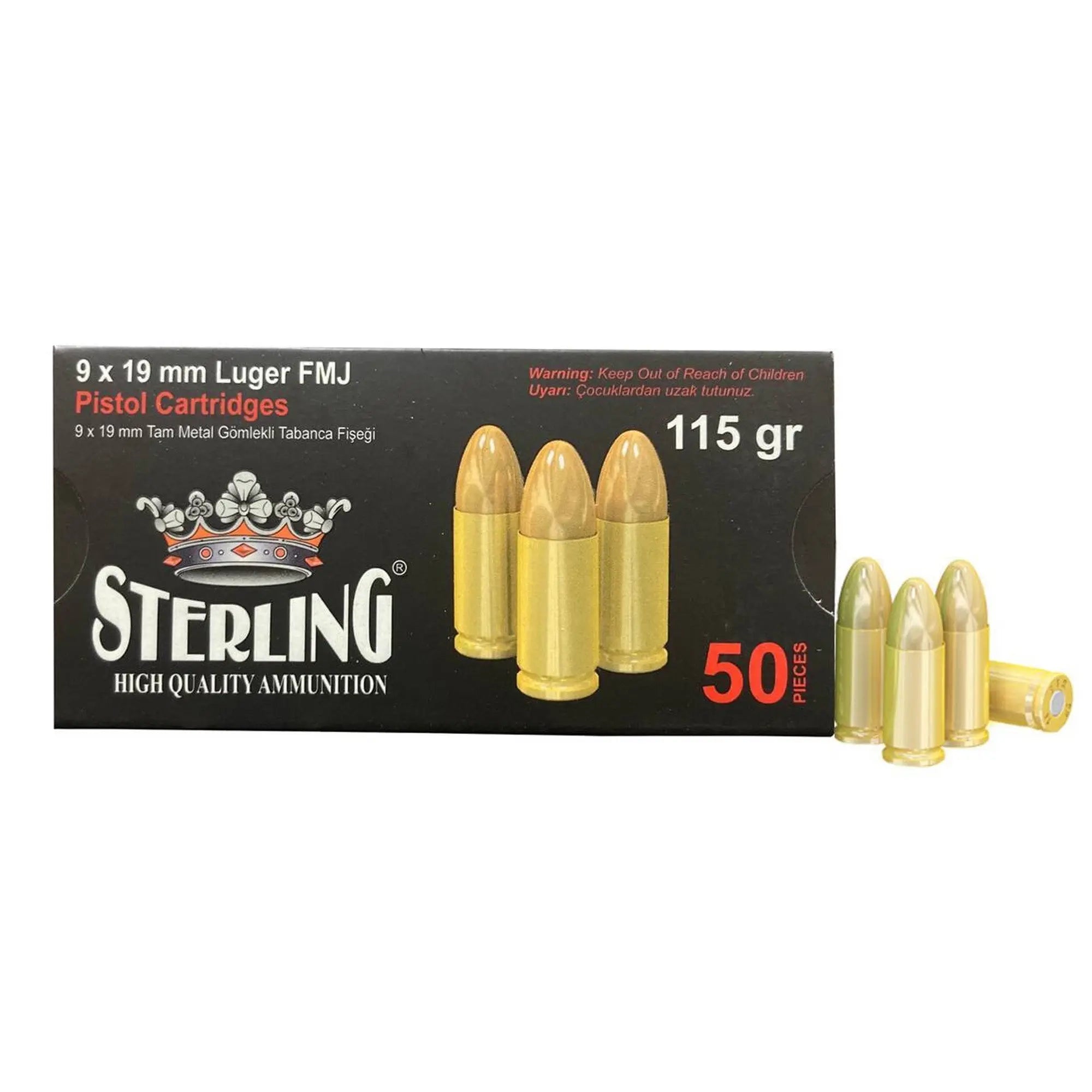 STERLING 9MM 115GR FMJ BRASS 50/1500 - American Ordnance