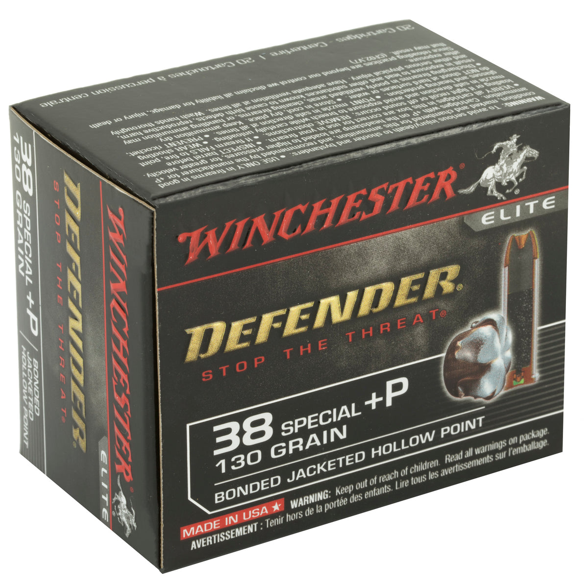 WINCHESTER DEFENDER 38SPL+P 130G JHP 20RD