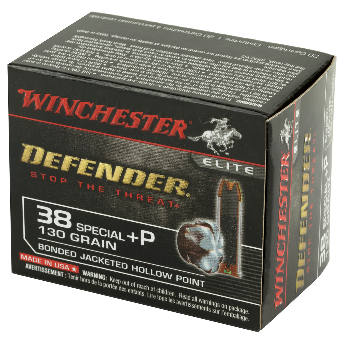 WINCHESTER DEFENDER 38SPL+P 130G JHP 20RD