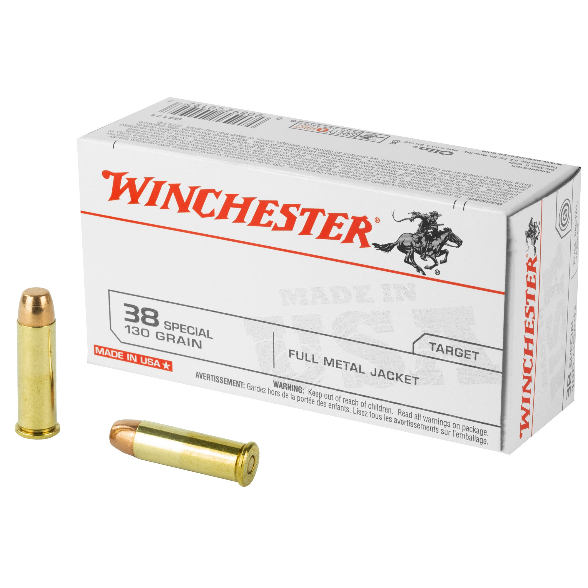 WIN USA 38SPL 130GR FMJ 50/500 - American Ordnance