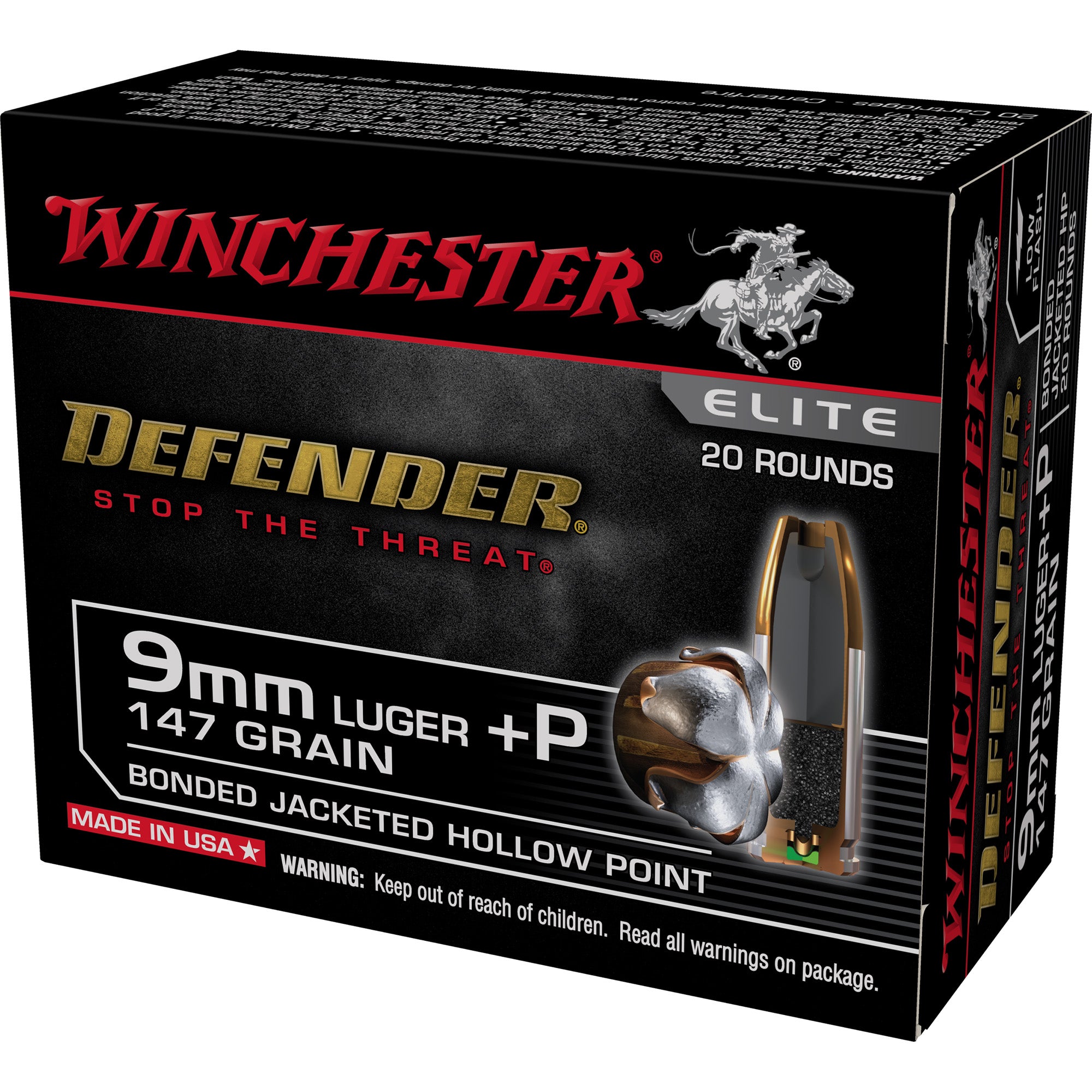 WIN DEFENDER 9MM 147GR JHP 20/200 - American Ordnance