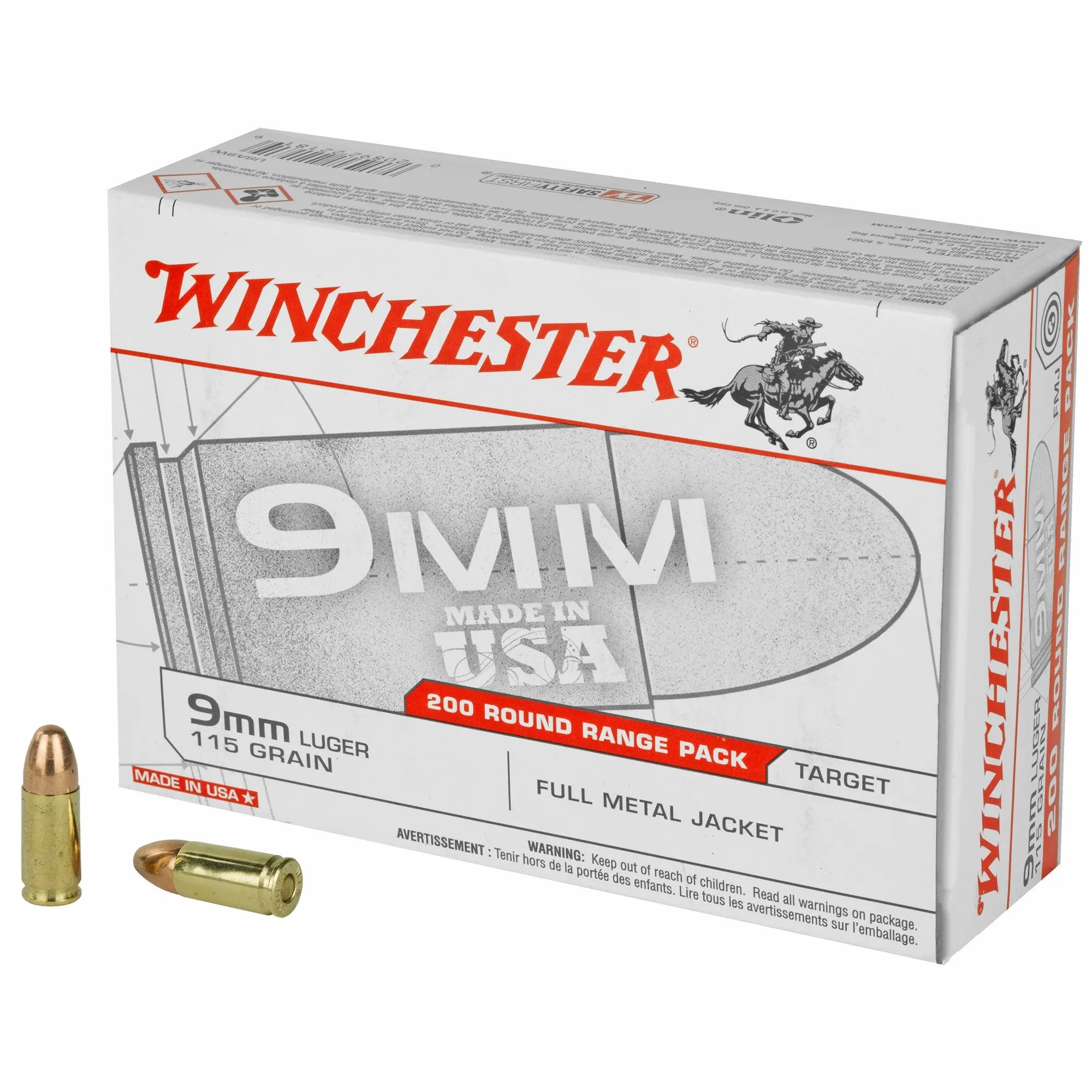 WIN USA 9MM 115GR FMJ 200/1000 - American Ordnance