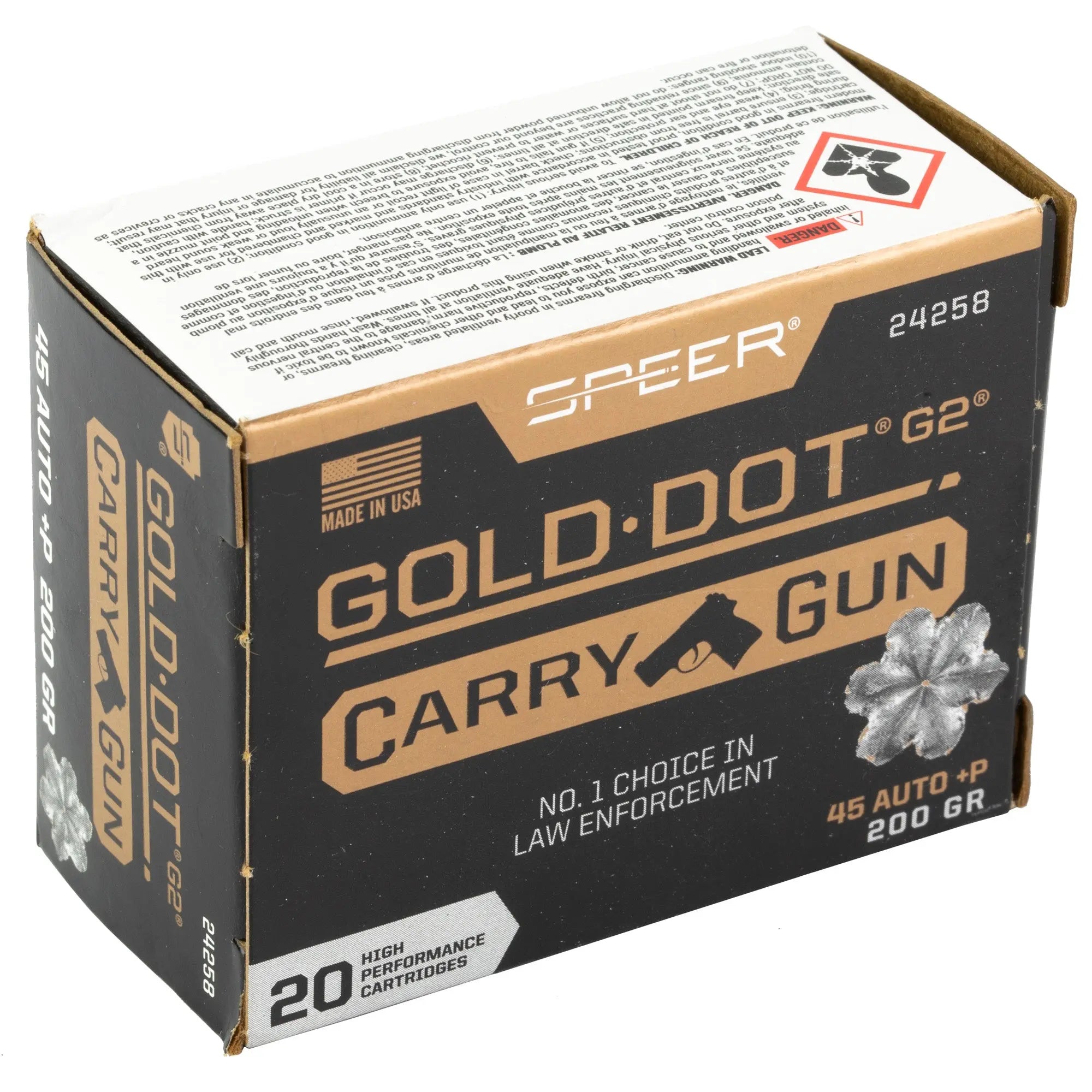 SPR GLD DT CARRY GUN 45AUTO +P 200GR - American Ordnance