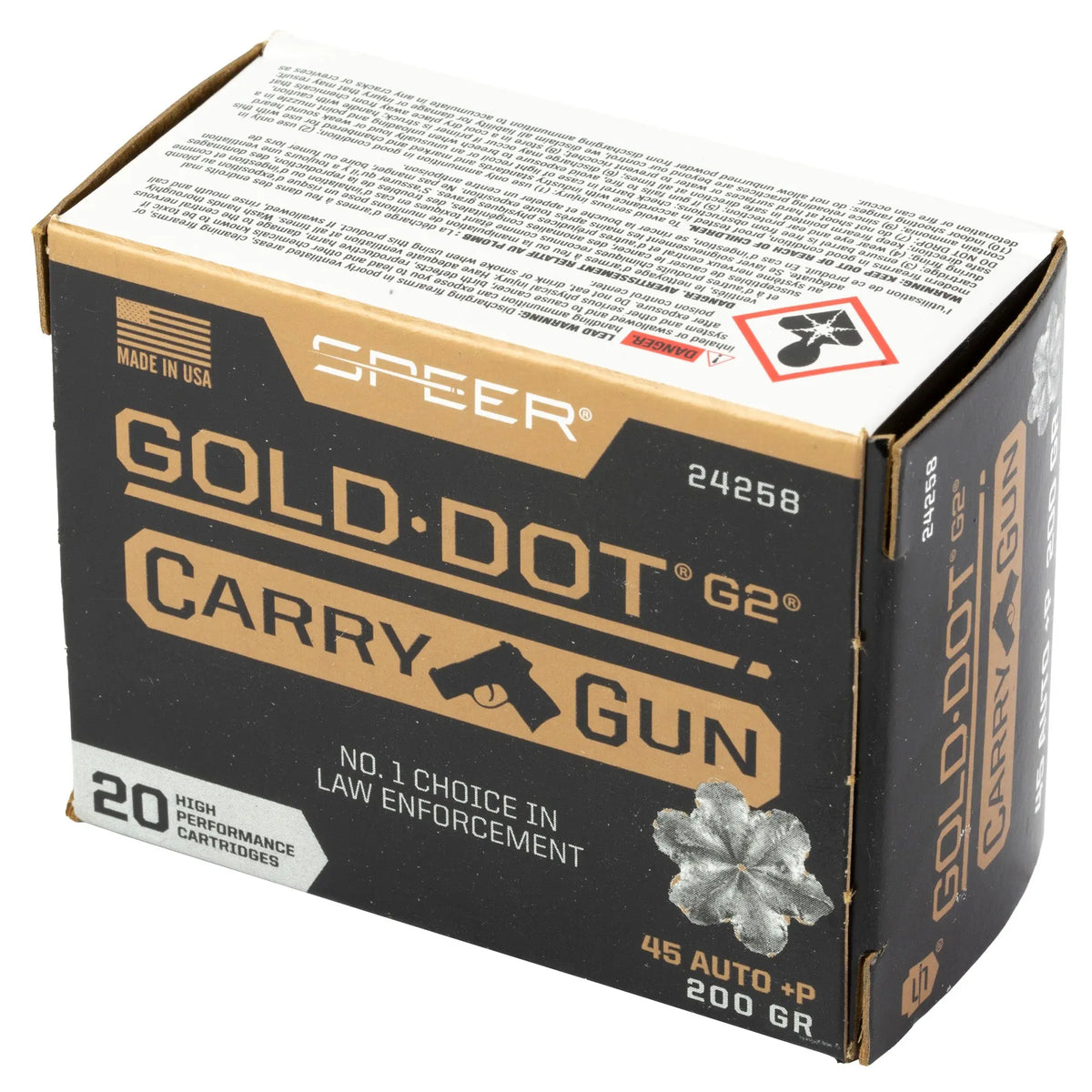 SPR GLD DT CARRY GUN 45AUTO +P 200GR - American Ordnance