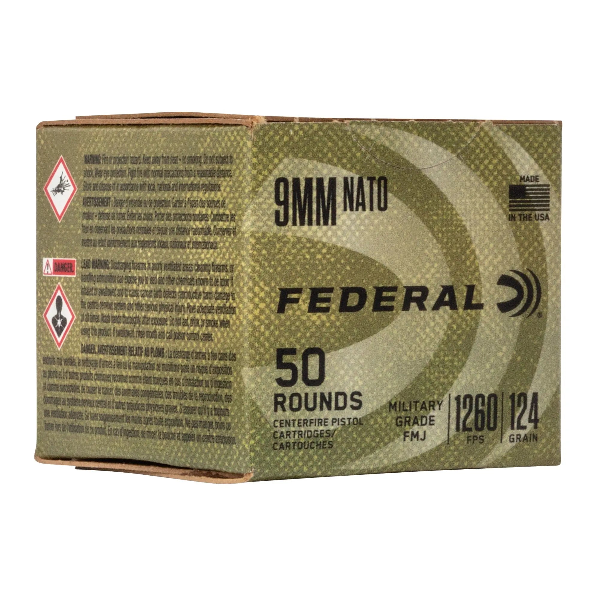 FED MIL-GRADE 9MM 124GR FMJ 50/500 - American Ordnance