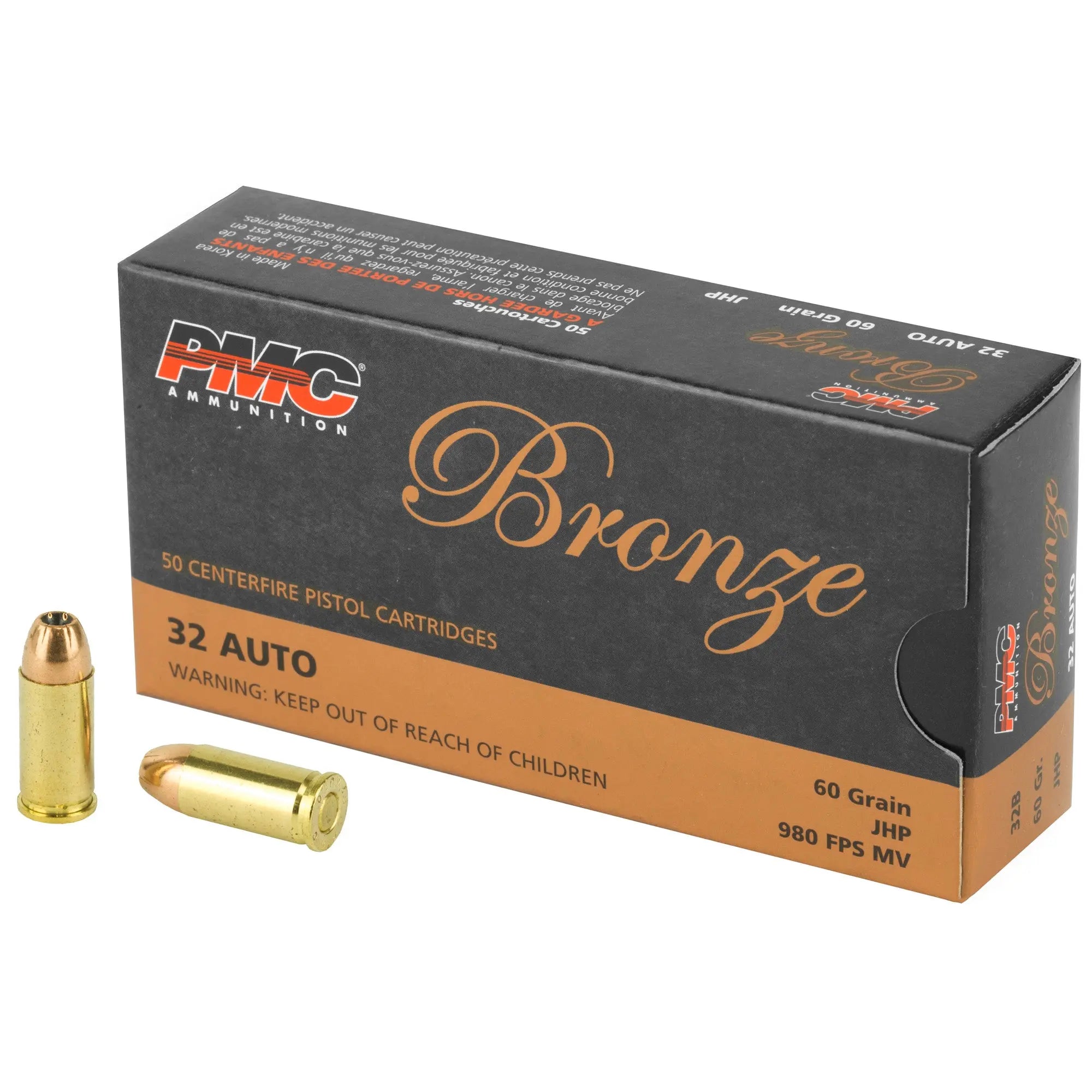 PMC BRNZ 32ACP 60GR JHP 50/1000 - American Ordnance