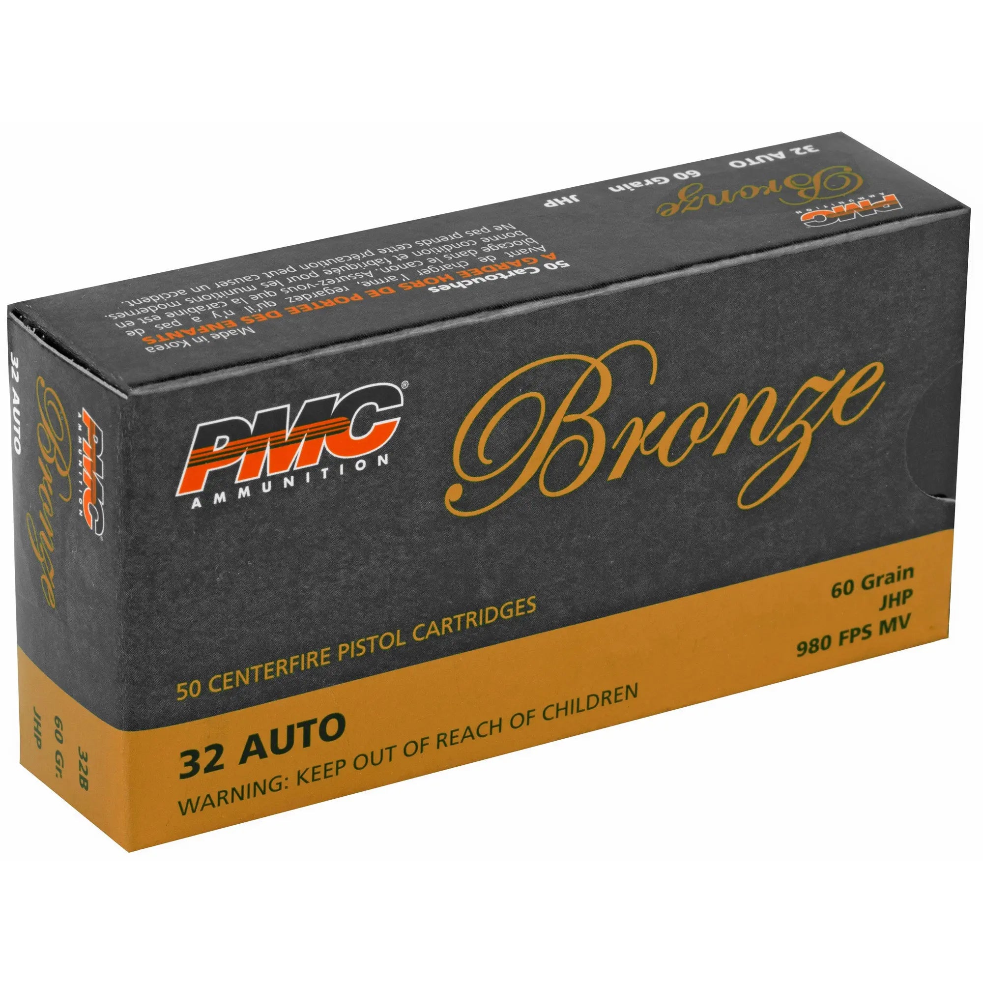 PMC BRNZ 32ACP 60GR JHP 50/1000 - American Ordnance