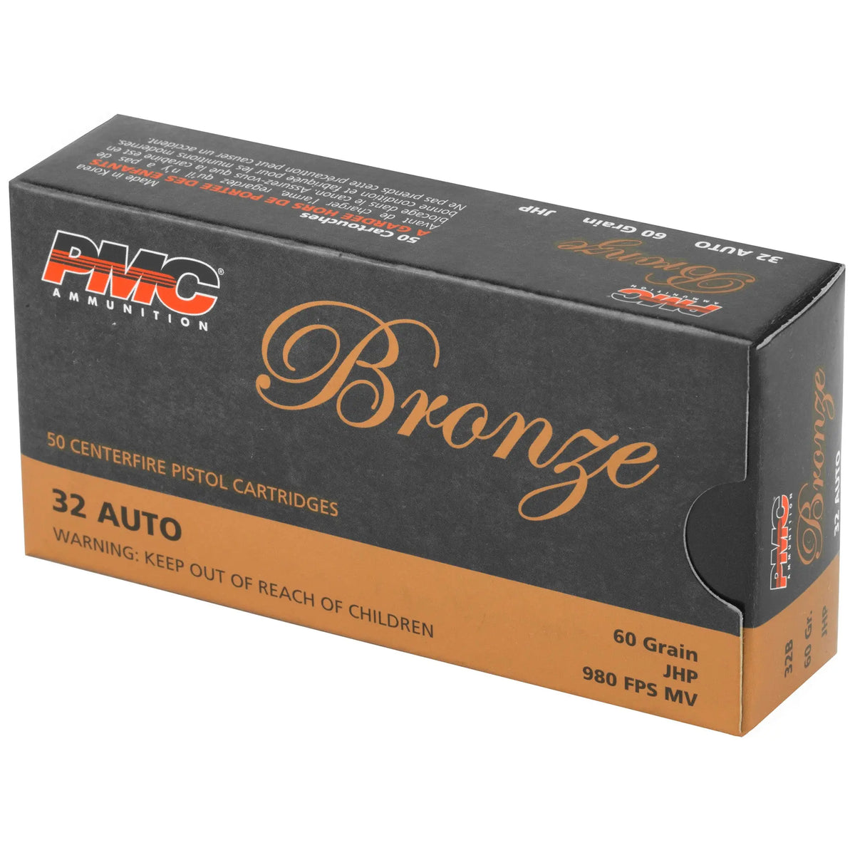 PMC BRNZ 32ACP 60GR JHP 50/1000 - American Ordnance