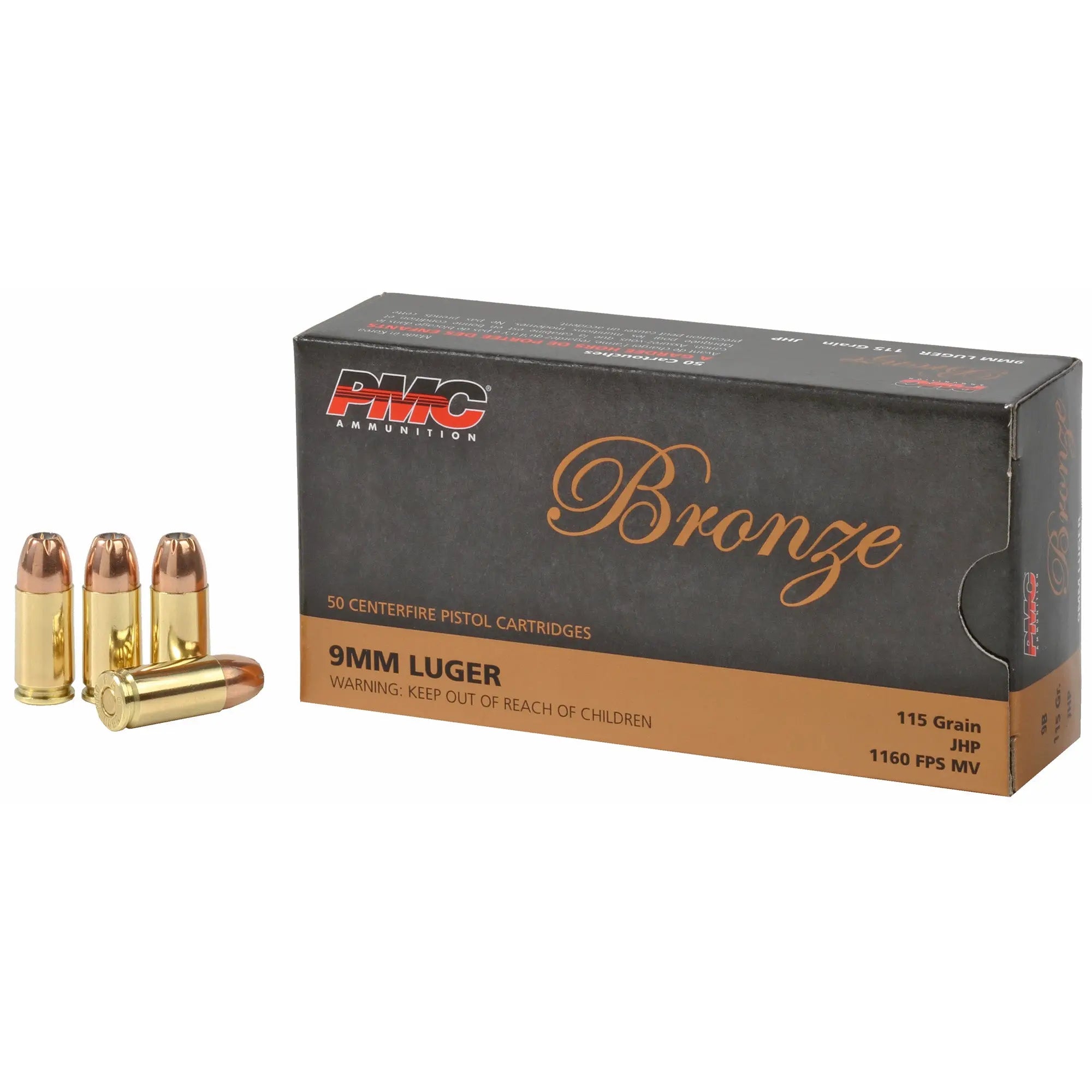 PMC BRNZ 9MM 115GR JHP 50/1000 - American Ordnance