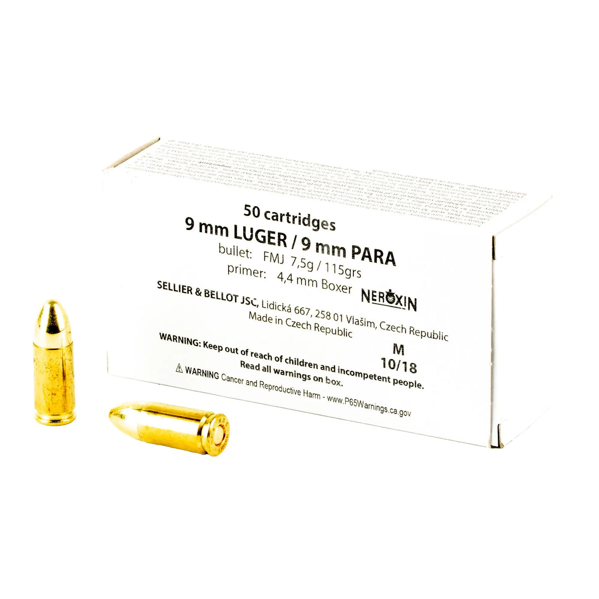 S&amp;B 9MM 115GR FMJ 1000RD CS WHITE BX - American Ordnance