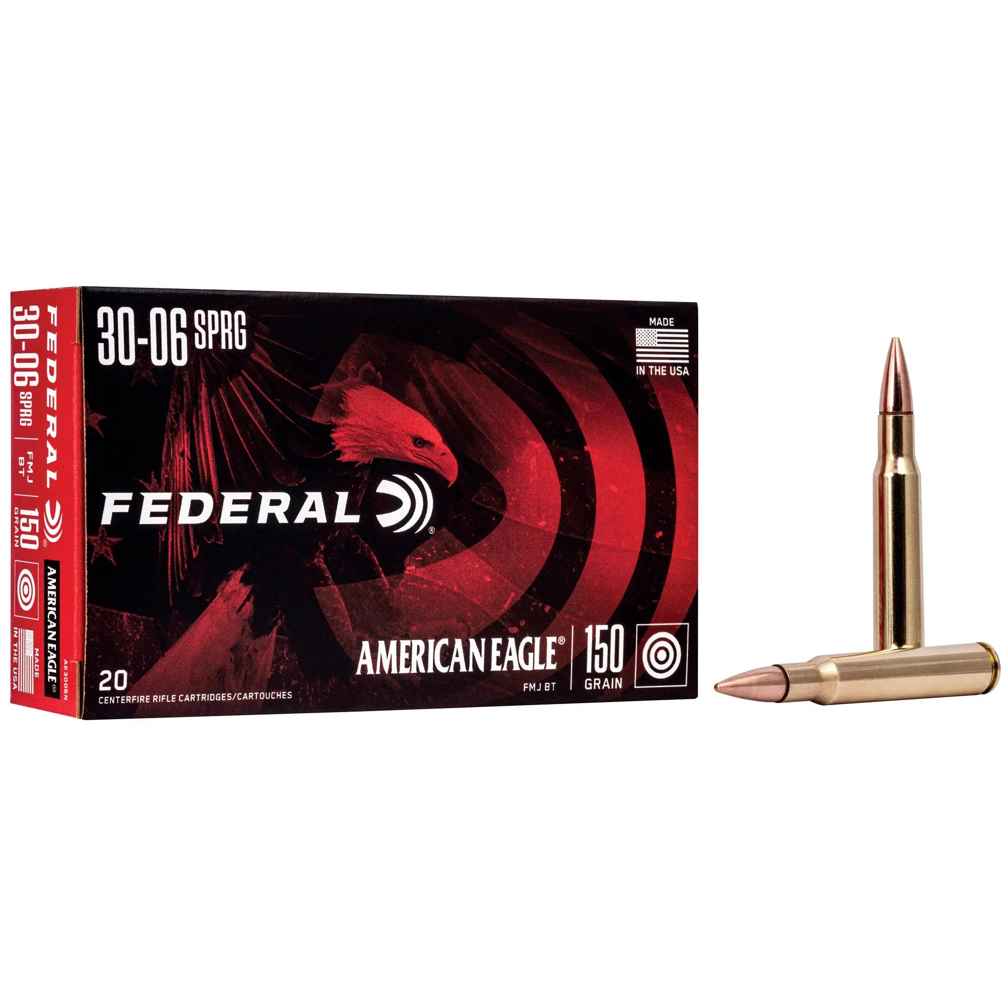 FED AM EAGLE 3006 150GR FMJBT 20/500 - American Ordnance