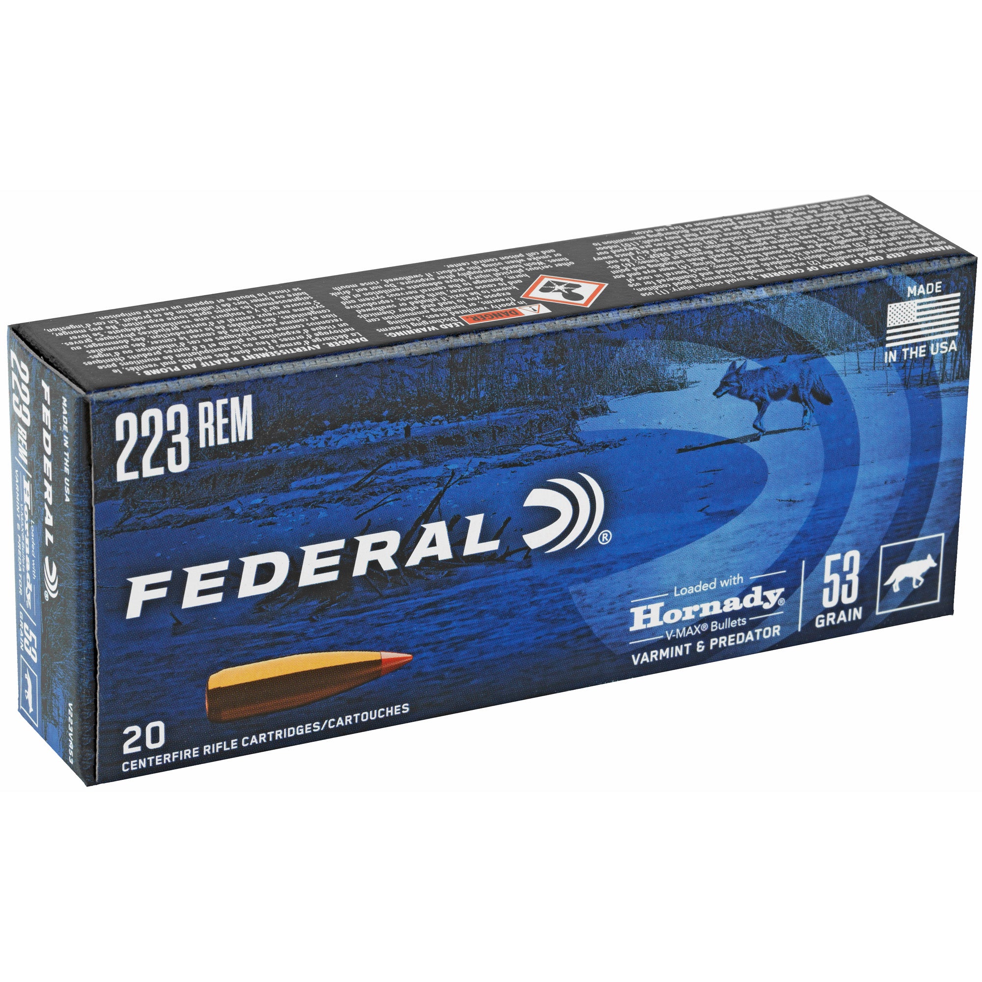 FED V&P 223REM 53GR HRNDY V-MAX 20/2 - American Ordnance