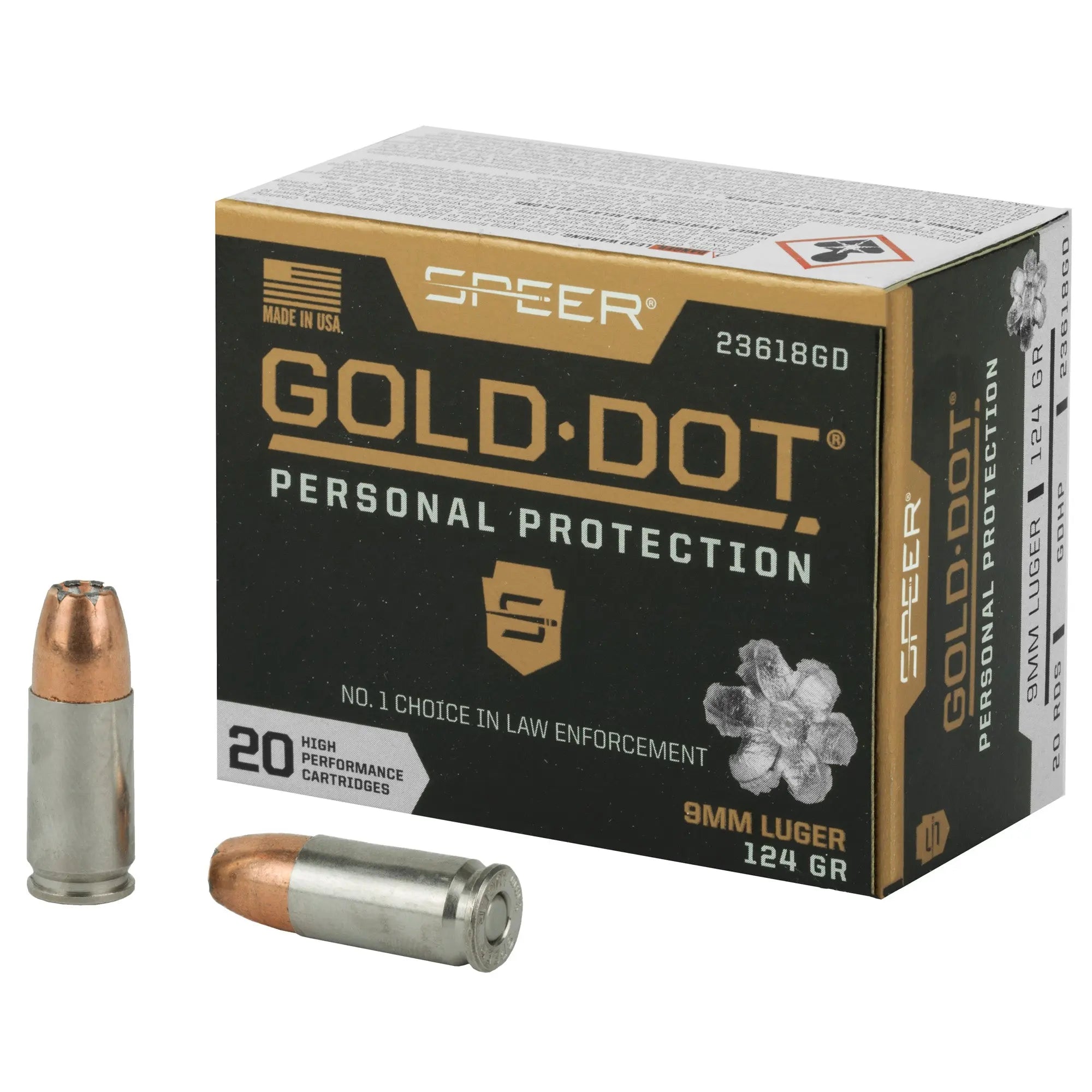 SPR GOLD DOT 9MM 124GR HP 20/200 - American Ordnance