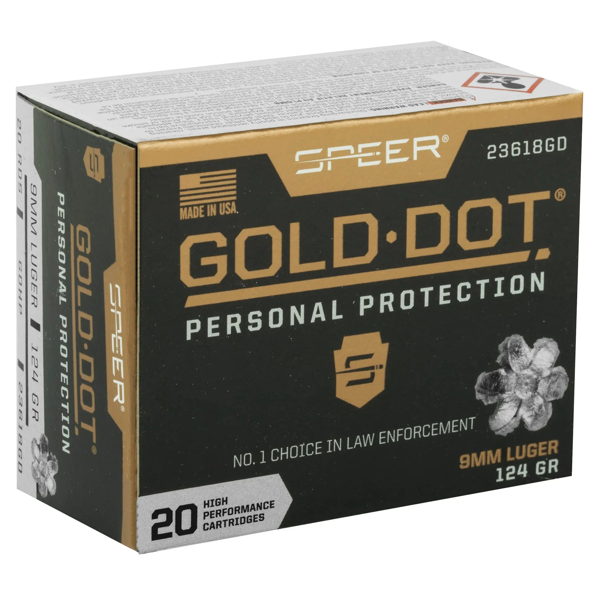 SPR GOLD DOT 9MM 124GR HP 20/200 - American Ordnance