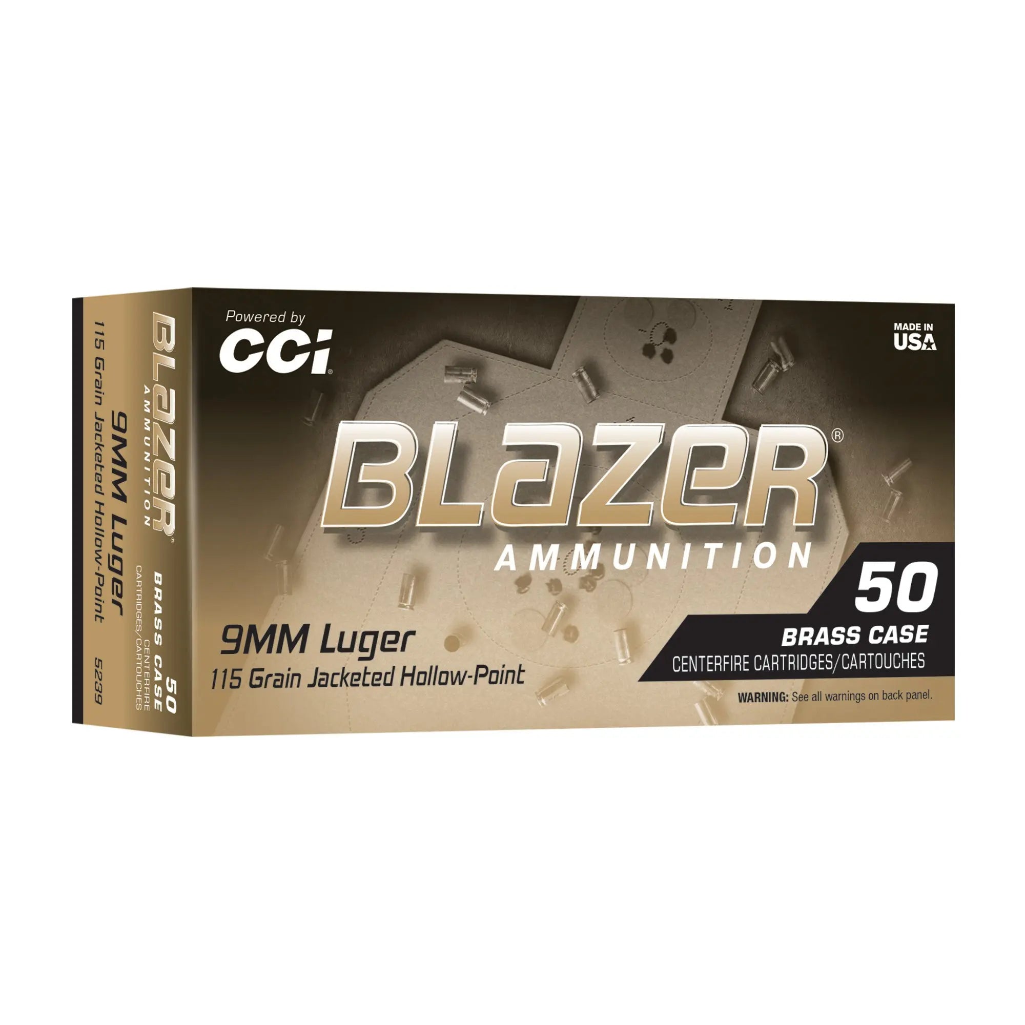 BLAZER BRASS 9MM 115GR JHP 50/500 - American Ordnance