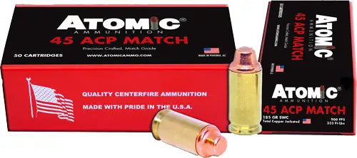 SWC COPPER PLATED 50RD 10BX/CSATOMIC 45 ACP MATCH 185GR LEAD - American Ordnance