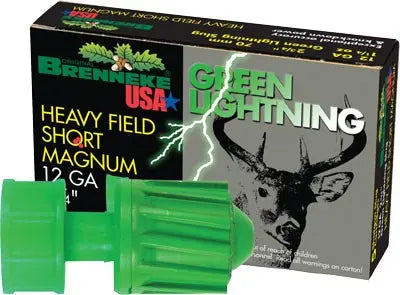 12GA 2.75&quot; 1-1/4OZ 5RD 50BX/CSBRENNEKE USA GREEN LIGHTNING - American Ordnance