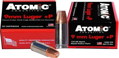 20RD 10BX/CSATOMIC 9MM LUGER +P 124GR JHP - American Ordnance