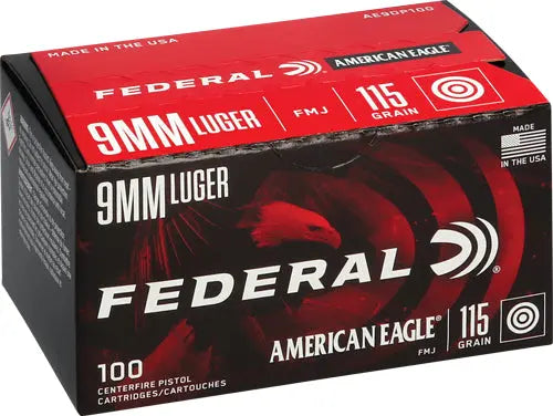 100RD 5BX/CSFEDERAL AE 9MM LUGER 115GR FMJ - American Ordnance