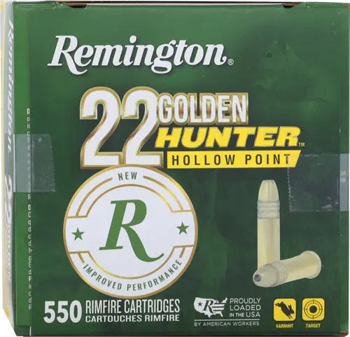 40GR PLATED HP 550RD 12BX/CSREMINGTON GOLDEN HUNTER 22LR - American Ordnance