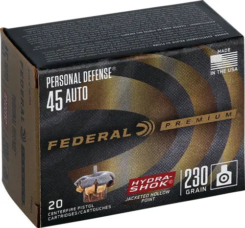 HYDRA-SHOK JHP 20RD 25BX/CSFEDERAL PREMIUM 45 ACP 230GR - American Ordnance