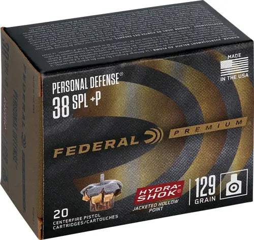 HYDRA-SHOK JHP 20RD 25BX/CSFEDERAL 38 SPECIAL+P  129GR - American Ordnance