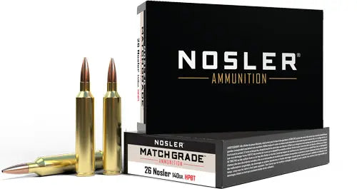 140GR CUSTOM HPBT 20RD 10BX/CSNOSLER MATCH GRADE 26 NOSLER - American Ordnance