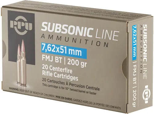 FMJ-BT 20RD 10BX/CSPPU SUBSONIC 7.62X51 200GR - American Ordnance