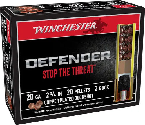 #3 BUCK 20-PELLET 10RD 10BX/CSWINCHESTER DEFENDER 20GA 2.75&quot; - American Ordnance