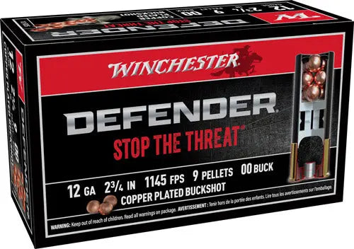 00 BUCK 9 PELLETS 10RD 10BX/CSWINCHESTER DEFENDER 12GA 2.75" - American Ordnance