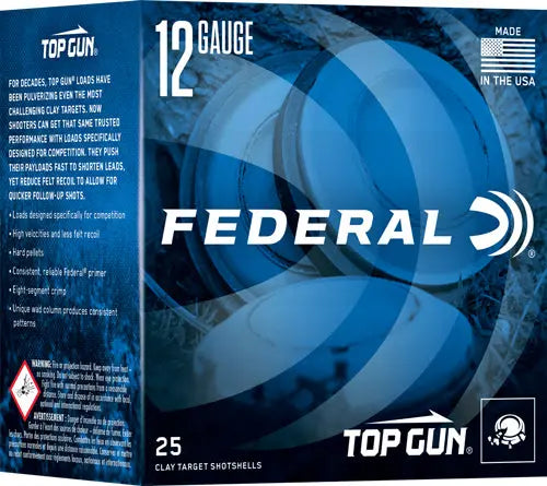 1250FPS 250RD CASE LOTFEDERAL TOP GUN 12GA 1OZ #8 - American Ordnance