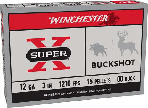 00 BUCK 15 PELLETS 5RD 50BX/CSWINCHESTER SUPER-X 12GA 3" - American Ordnance