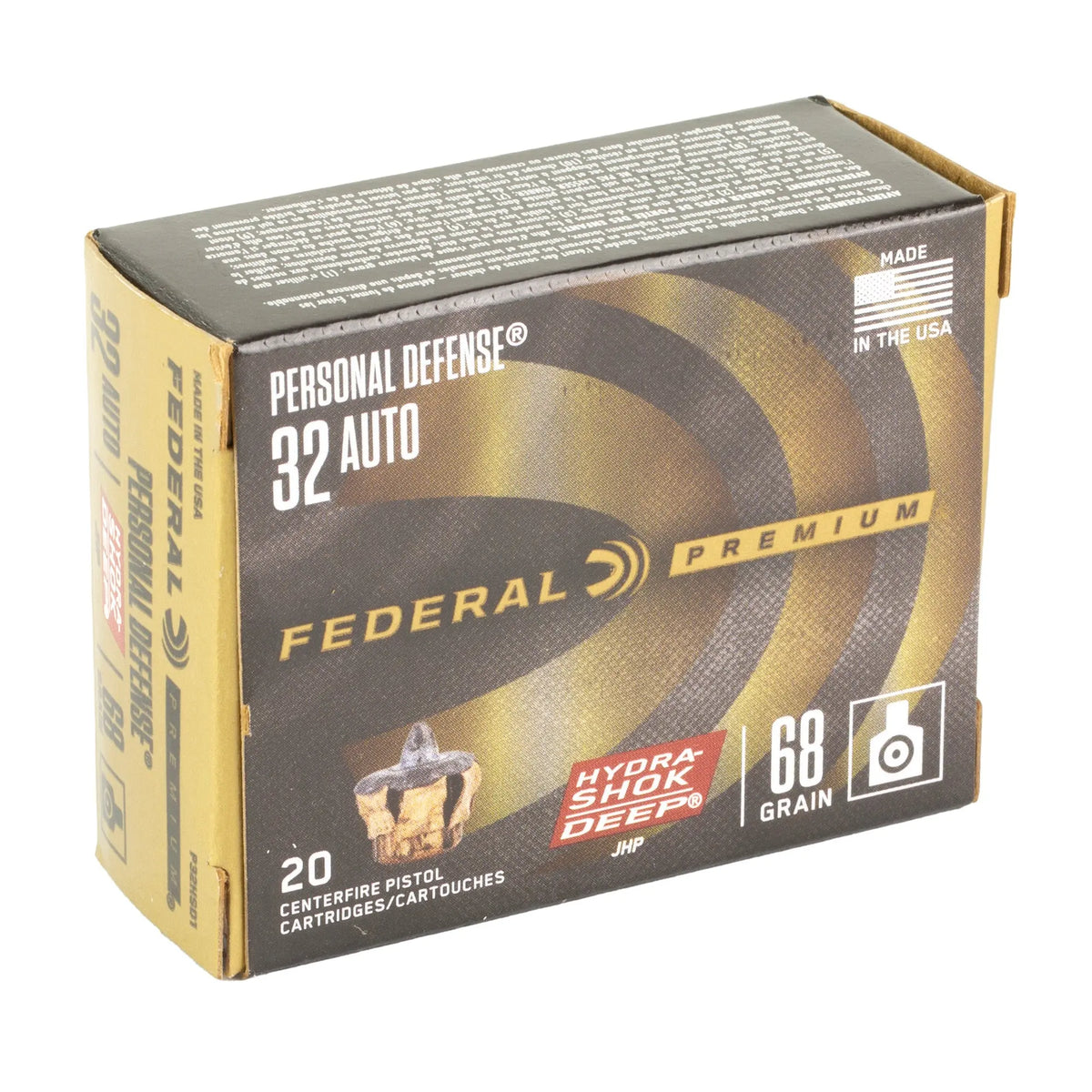 FED HYDRA SHOK 32ACP 68GR JHP 20/200 - American Ordnance