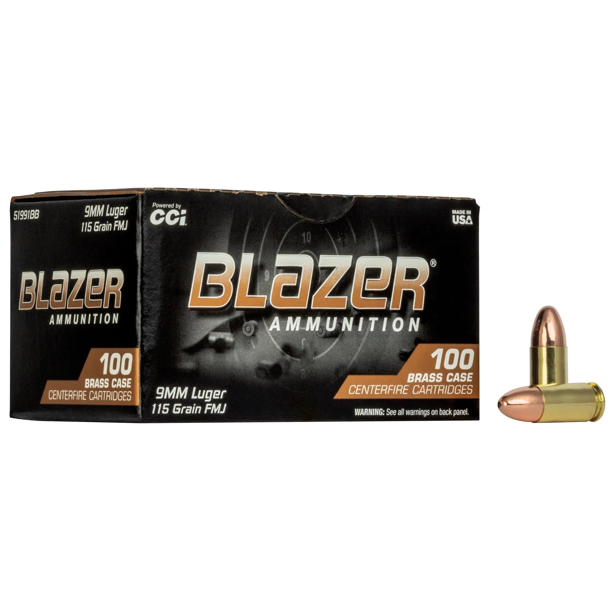 BLAZER 9MM 115GR FMJ 100CT BOX - American Ordnance