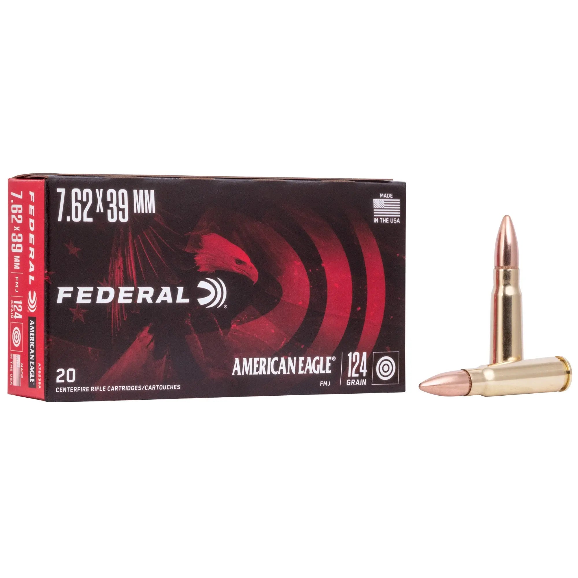 FED AM EAGLE 762X39 124GR FMJ 20/500 - American Ordnance