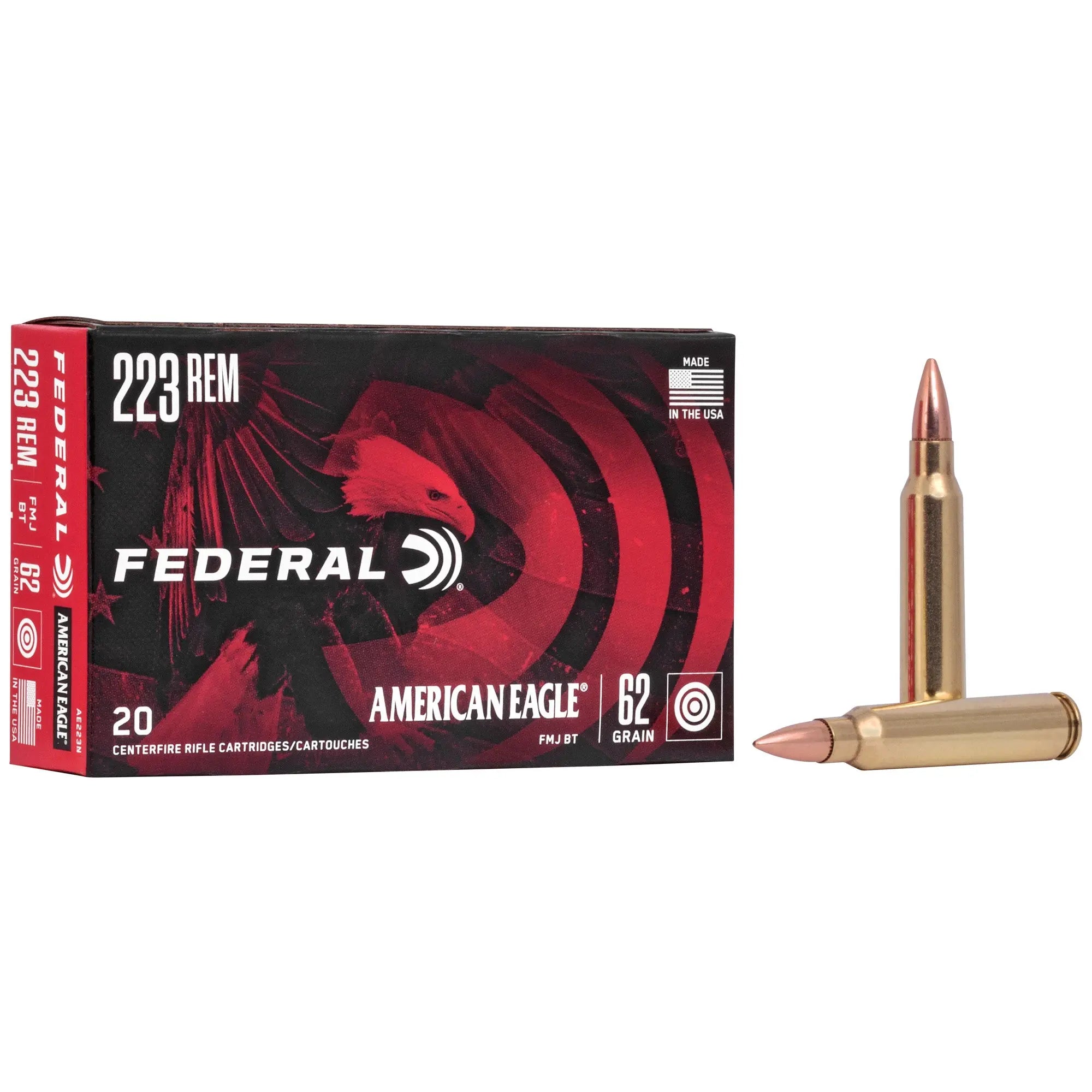 FED AM EAGLE 223 REM 62GR FMJ 20/500 - American Ordnance