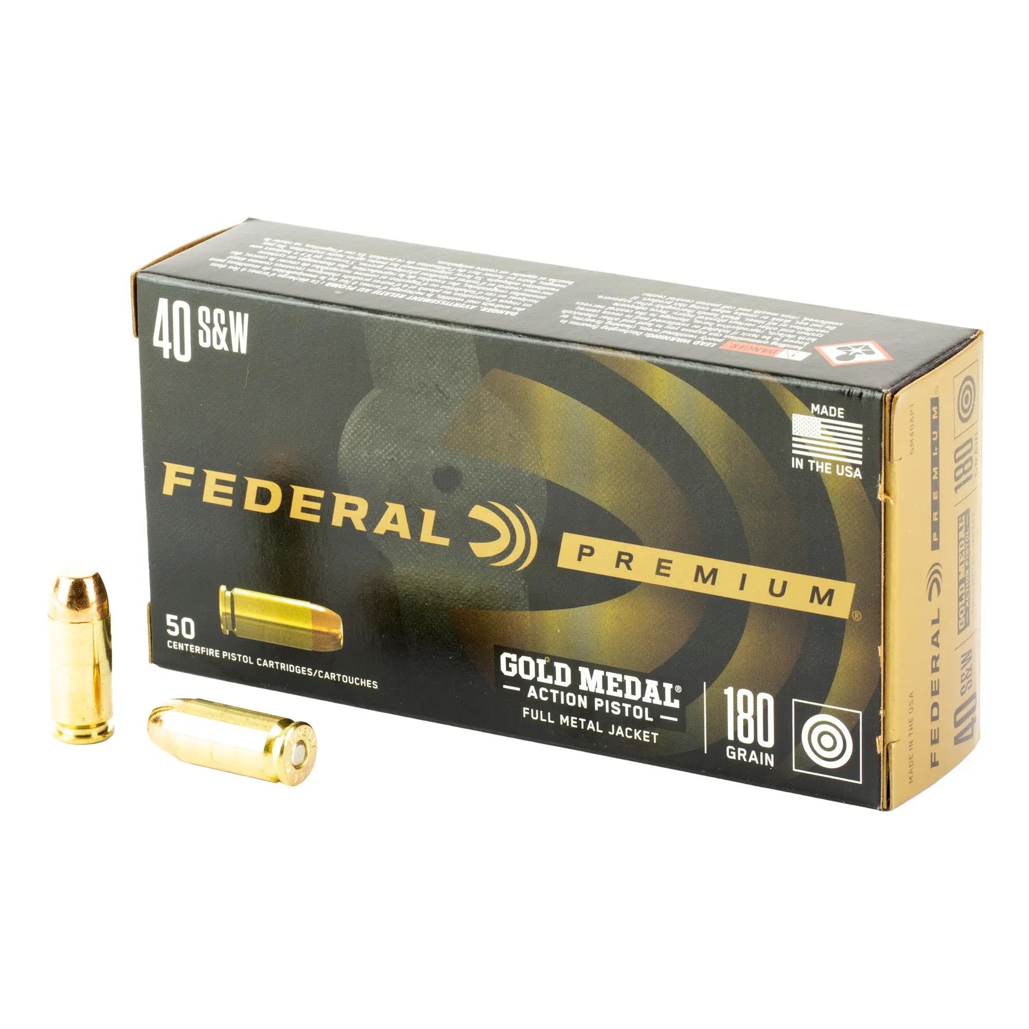 FED GLD MDL 40S&W 180GR FMJ 50/500 - American Ordnance