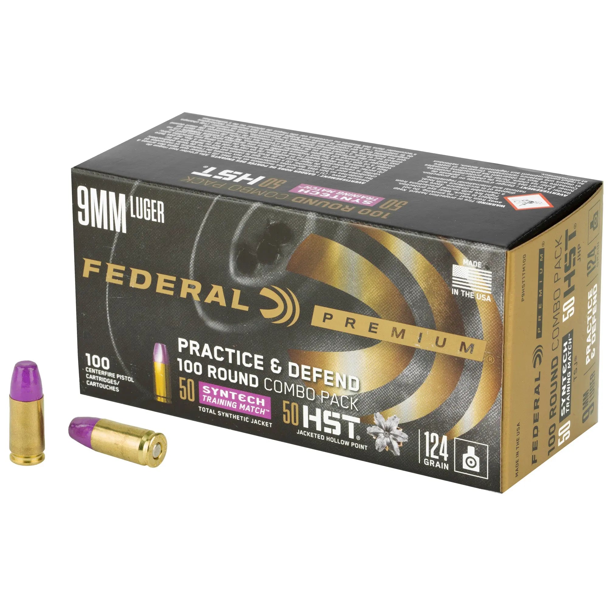 FED PRCTC & DFND 9MM HST/SYN 124GR - American Ordnance