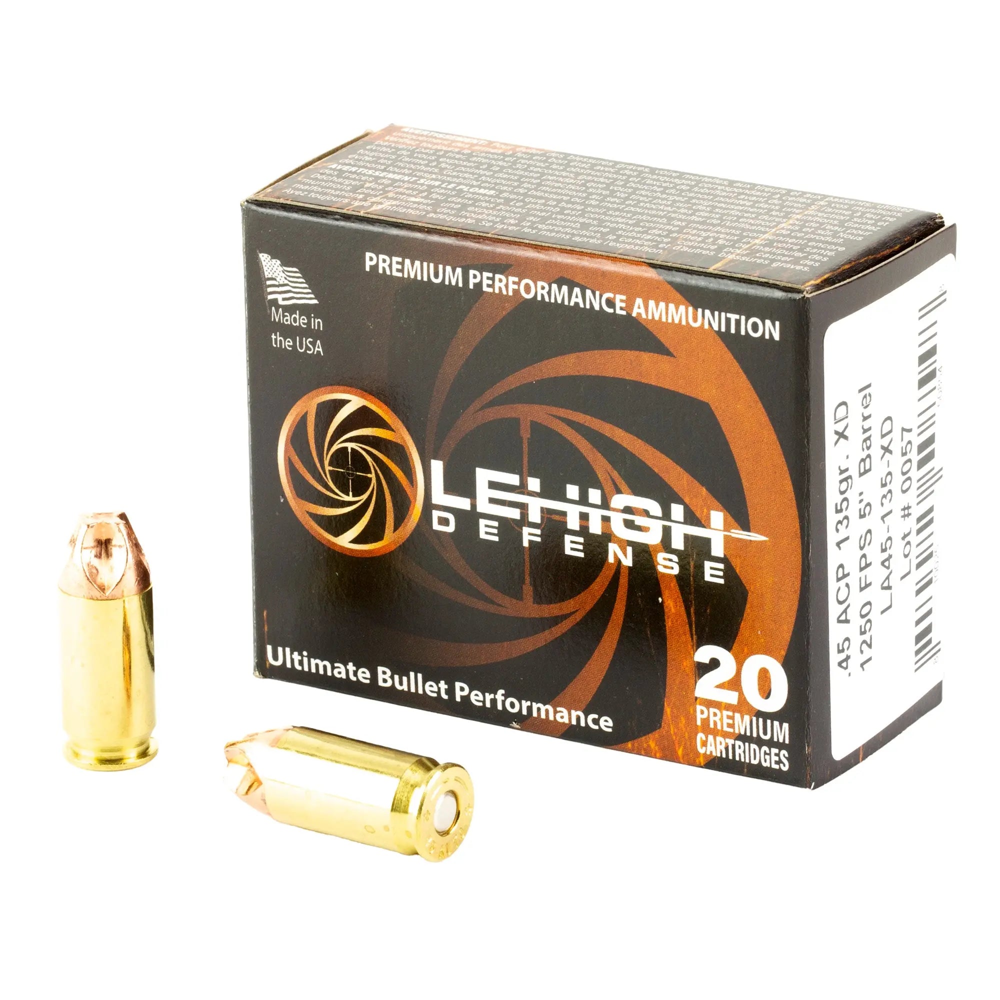 LEHIGH XTRM DFNS .45ACP 135GR 20/200 - American Ordnance