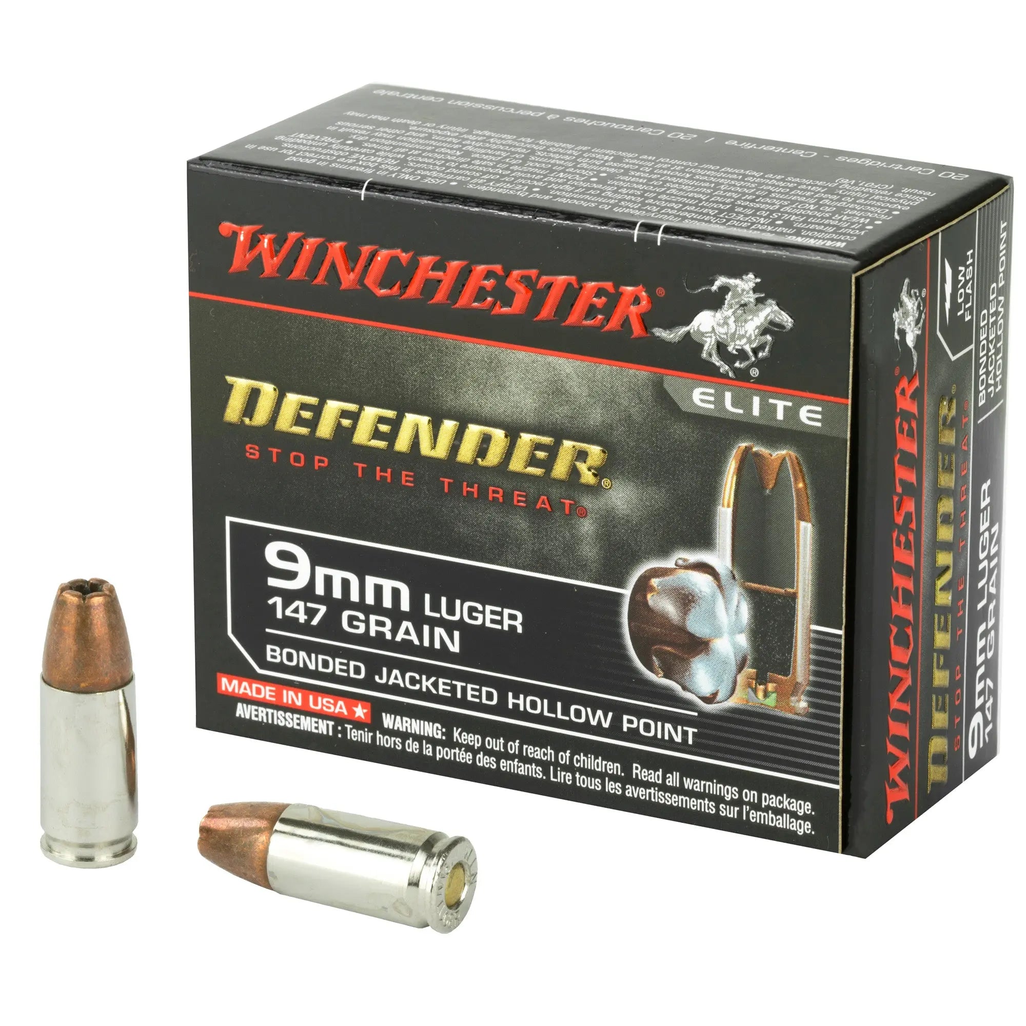 WIN DEFENDER 9MM 147GR JHP 20/200 - American Ordnance