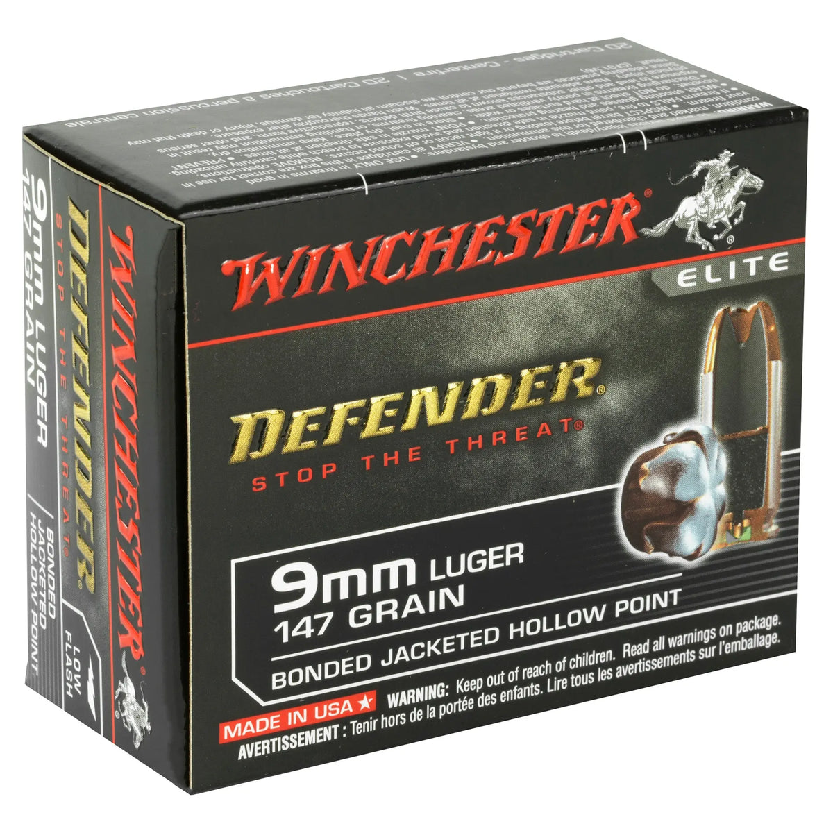 WIN DEFENDER 9MM 147GR JHP 20/200 - American Ordnance