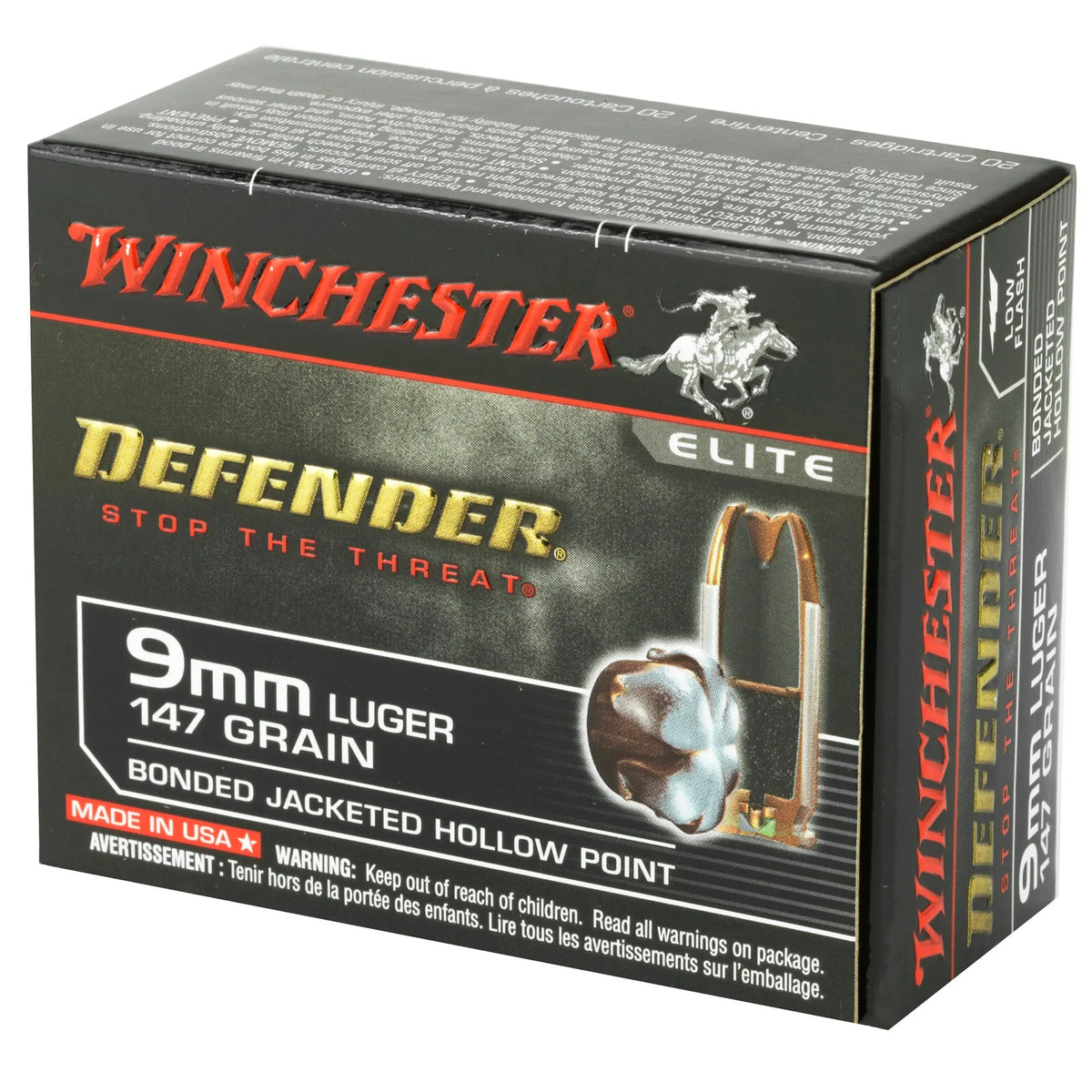 WIN DEFENDER 9MM 147GR JHP 20/200 - American Ordnance