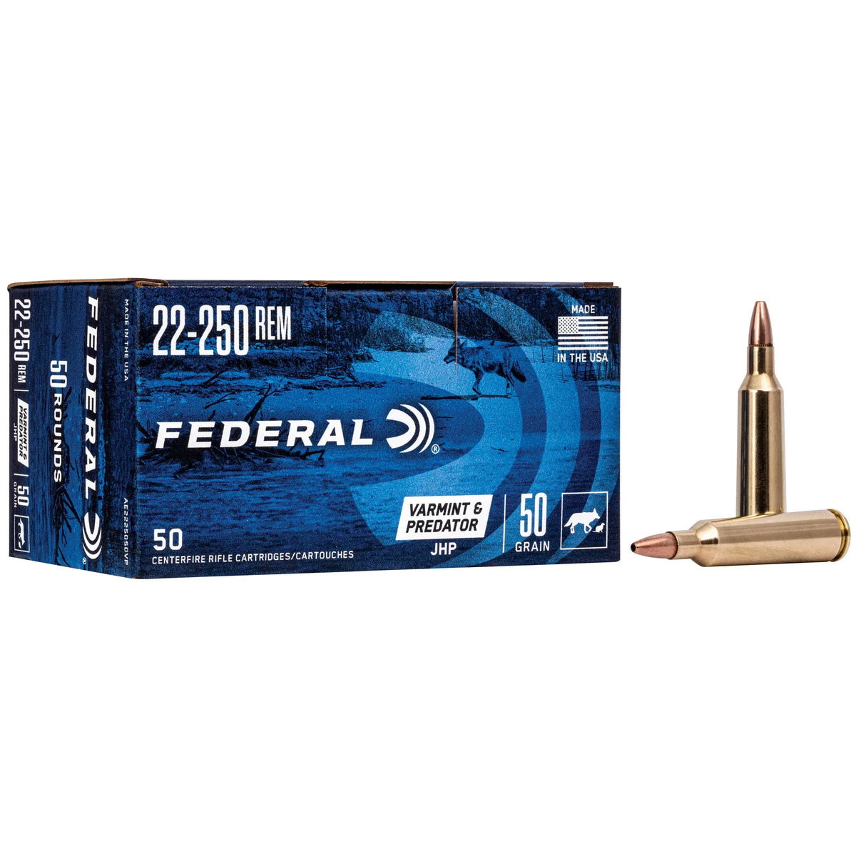 FED AM EAGLE V&amp;P 22-250 50GR 50/250 - American Ordnance