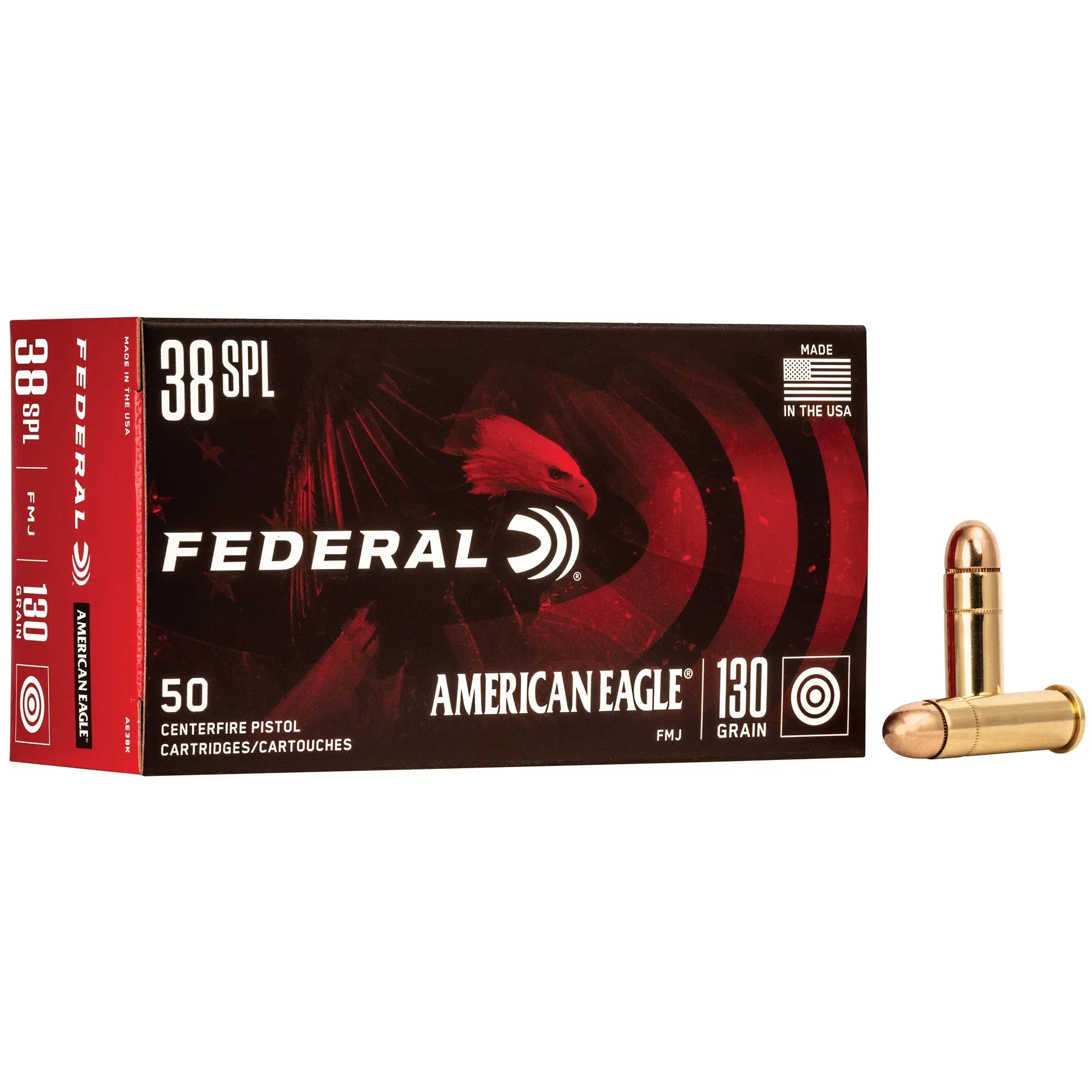 FED AM EAGLE 38SPL 130GR FMJ 50/1000 - American Ordnance